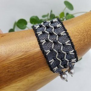 Hand Beadedi Pearl Cuff Bracelet